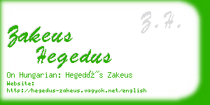 zakeus hegedus business card